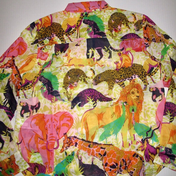 J. Crew Classic Popover Shirt Ratti Safari Animals - Picture 5 of 6